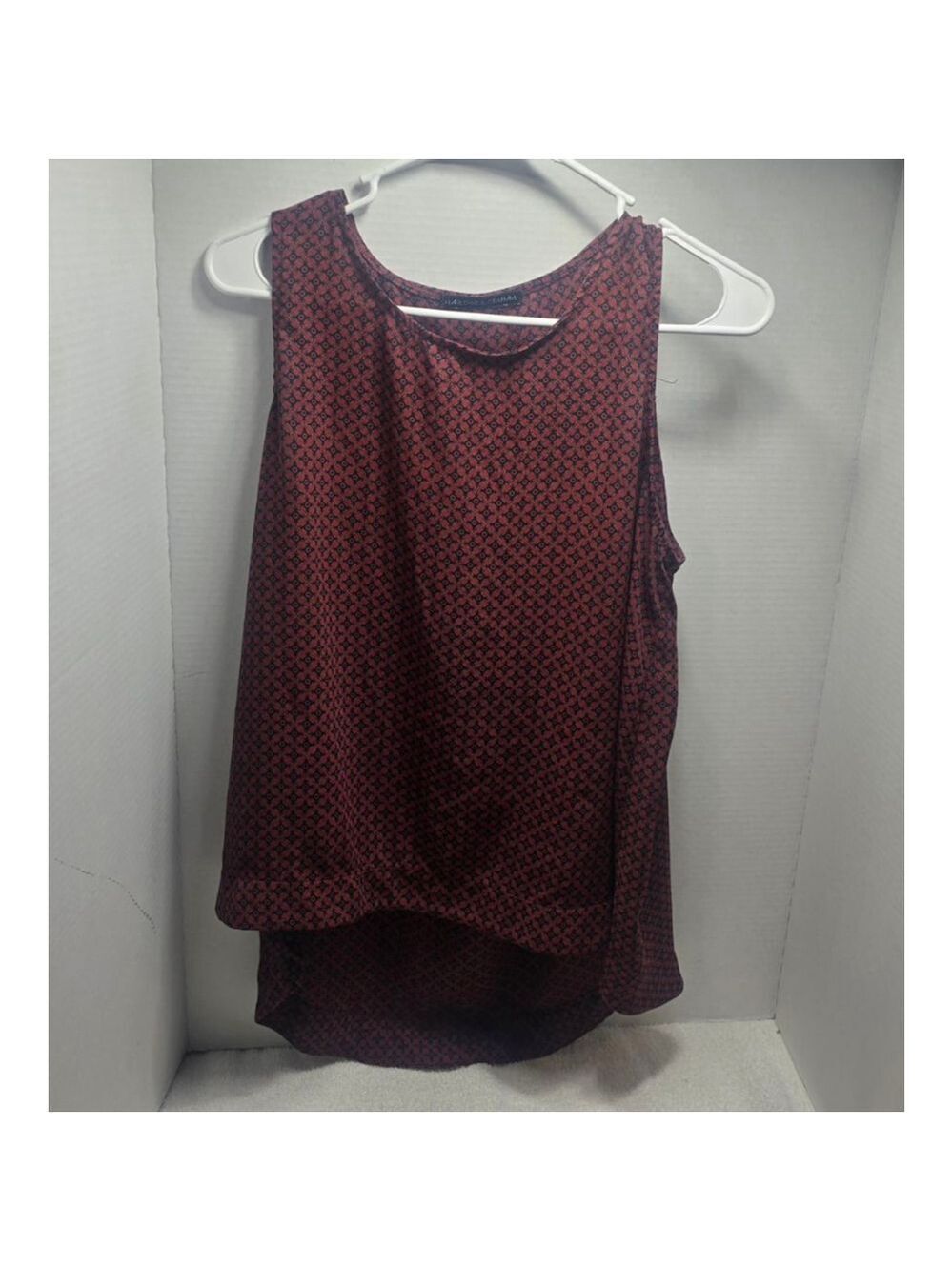 Women's Harlowe & Graham Red Black Patterned Tank Top M